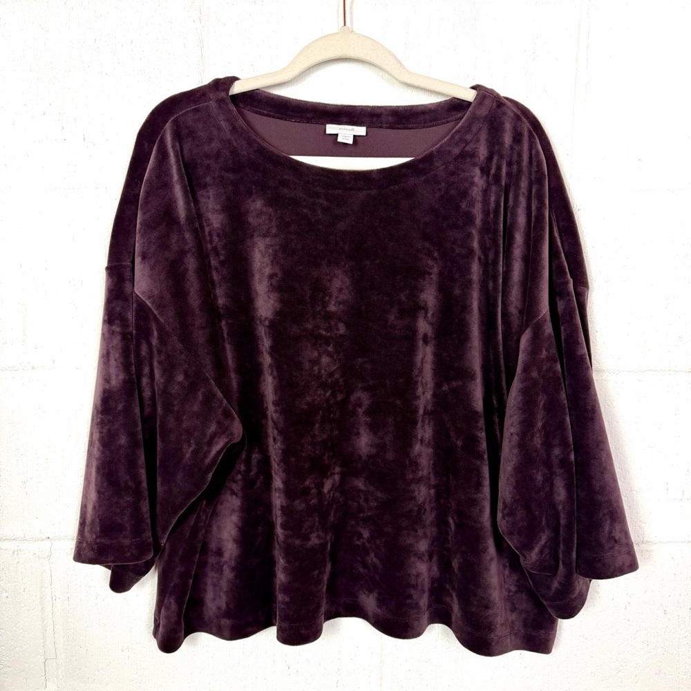 J Jill  (pureJill) Top Purple Velvet Relaxed Oversized Boxy Soft Feminine Cozy L